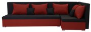 Narożnik kanapa z funkcją spania ARKO Czarny/Czerwony