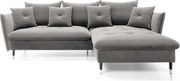Narożnik GLAM Prawostronny z funkcją spania, zestaw z poduszkami wolnostojący tkanina RIVIERA 91 Szary DOMO HOME