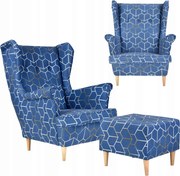 Fotel uszak z podnóżkiem Ari Print Family Meble