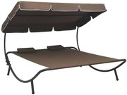 Brązowy dwuosobowy leżak ogrodowy z baldachimem Z4-N22