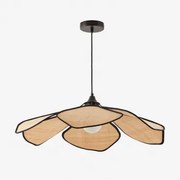 Lampa Sufitowa Benavid Ø75 Cm & Rafia Naturalny - Czarny - Sklum