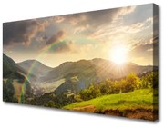 Obraz Canvas Łąka Góry Zachód Słońca