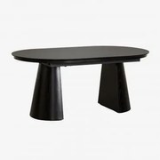 Stół Jadalny Owalny 180-240x105 Cm Rozkładany Z Płyty Mdf I Forniru Dębowego Montana Nizina Czarna - Sklum