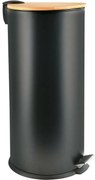 Spirella Kosz na śmieci z pedałem i bambusową pokrywą Adonis 30 l, matowy czarny
