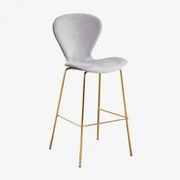 Na Wysokim Stołku. ↑75 Cm & Goud & Aksamitny Jasny Szary & Aksamitny - Sklum