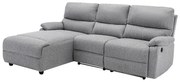Kanapa narożna z elektryczną funkcją relax z tkaniny – kolor jasny szary – LUNANO