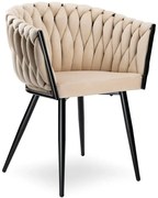 Beżowe krzesło tapicerowane plecione M6-M84