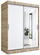Szafa przesuwna MODUO COMFORT 150 dąb sonoma/biała mat z lustrem po prawej MKPOL