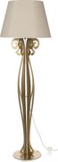 Lampa podłogowa Circeo 60x180 cm z żelaza w kolorze złotym, piaskowy klosz, styl vintage, przełącznik nożny, made in Italy
