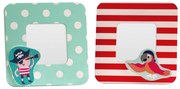 Czerwono-turkusowe drewniane ramki zestaw 2 szt. 12x12 cm Pirate – Premier Housewares