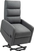 HOMCOM Elektryczny fotel relaksacyjny z funkcją pomocy przy wstawaniu, pilotem, miękką pianką, boczną kieszenią, pokryciem w stylu lnu, Szary