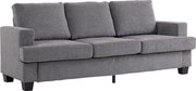 HOMCOM 3-osobowa sofa, sofa do salonu dla 3 osób, pokrycie z tkaniny, stalowa rama, tapicerowana sofa, Szary