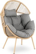 Fotel Ogrodowy CEZARE Wypoczynkowy Kokon Szary Nowoczesny Boho