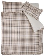 Brązowa pościel dwuosobowa z materiału sherpa 200x200 cm Cosy Sherpa Check – Catherine Lansfield