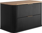 ELEGANCE Szafka łazienkowa ryflowana pod umywalkę 41,5 x 80,4 x 51,7 cm z czarnym korpusem i blatem dąb craft złoty