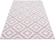 Dywan nowoczesny Plus kwadraty różowo-kremowy 80 cm x 150 cm