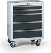 Wózek warsztatowy mobilny na narzędzia G2, 5 szuflad, 645 x 460 x 860 mm, grafitowy