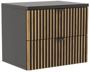 Czarna szafka z drewnianymi lamelami T5-H64