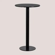 Wysoki, Okrągły Stolik Barowy Ø60 Cm Z Marmuru Rocher Marmur Nero Marquina & Czarny - Sklum