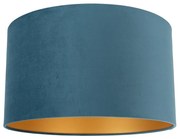 Aksamitny abażur niebieski 35/35/20 ze złotym wnętrzem