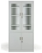 Metalowa szafa ze szklanymi drzwiami, demontowana, 900 x 1850 x 400 mm