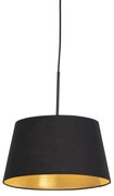 Lampa wisząca z abażurem z bawełny w kolorze czarnym i złotym 32 cm - Combi klasyczny/Antyczny Oswietlenie wewnetrzne