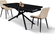 Stół ceramiczny czarny, podstawa metalowa czarna, rozkładany 160x90 - 240x90 cm - BONIFACIO