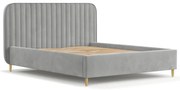 Szare tapicerowane łóżko jednoosobowe ze schowkiem ze stelażem 120x200 cm Noto – Maison de Rêve