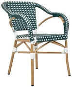 Zielone krzesło wiklinowe z podłokietnikami H9-R72