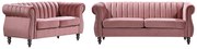 Kanapy Chesterfield 3- i 2-osobowa z weluru stary róż – TRUMBO