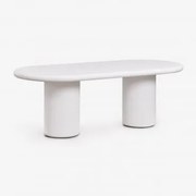 Owalny Stół Jadalniany 220x100 Cm Z Cementu Namara Biała - Sklum