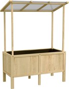 Outsunny Wysokie Łóżko Ogrodowe Drewniane z Tunel Foliowy Skrzynia na Rośliny 110x60x152cm Naturalne | Aosom PL