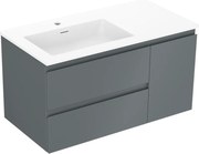Mexen Orio szafka łazienkowa 90 cm z umywalką Otis lewą, 2S, 1D, grafit mat/biała mat - 91A13-09047-3-BBFFF66-W18L01