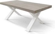 Stół drewniany wiąz perłowy, białe nogi X, 160x90-240x90cm przedłużenie - AMALFI