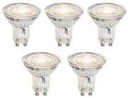 Zestaw 5 żarówek LED GU10 50mm ściemnialnych w Kelwinach, przezroczystych 4,9W 400 lm 2200-3000K