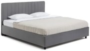 Szare tapicerowane łóżko dwuosobowe ze schowkiem i stelażem 180x200 cm Myra Slim Line – Bonami Selection