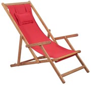 Czerwony składany leżak plażowy R3-K54
