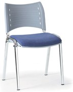 Krzesło konferencyjne, do jadalni SMART z plastikowym oparciem, niebieski, chromowanymi nogami
