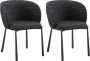 Zestaw 2 krzeseł z tkaniny tweedowej i metalu - Czarny - SIJOLA