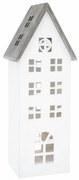 Świąteczna drewniana dekoracja LED Light house biały, 11,7 x 21 x 9,8 cm