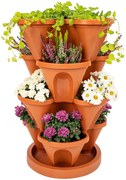 4Home Kaskada kwiatowa 4-częściowa, terakota, 4 piętra