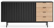 Czarno-naturalna niska komoda w dekorze dębu 159x80 cm Sierra – Teulat