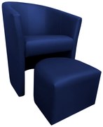 Fotel Club z podnóżkiem tkanina Eko skóra