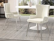 Zestaw 2 krzeseł z weluru - nogi w kolorze srebrnym - Beżowy