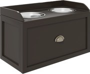 PawHut Stacja Karmienia dla Psów, Podwyższone Miski, 2 Miski ze Stali Nierdzewnej, 1 Szuflada, 60 x 30 x 36 cm, Brązowy