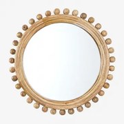 Okrągłe Lustro Ścienne Z Drewna Mango Ø80 Cm Joey Drewno Mango - Sklum