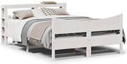 Sosnowe białe łóżko z zagłówkiem i stelażem 160x200 H1-P90
