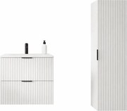 Biały komplet 2 łazienkowych szafek z blatem S9-Z56