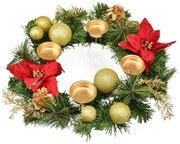 Wianek adwentowy ozdobiony poinsecją, 33 cm