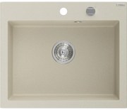 Mexen Elix zlewozmywak granitowy 1-komorowy 600 x 500 mm, beżowy, syfon chrom - 6525601005-69